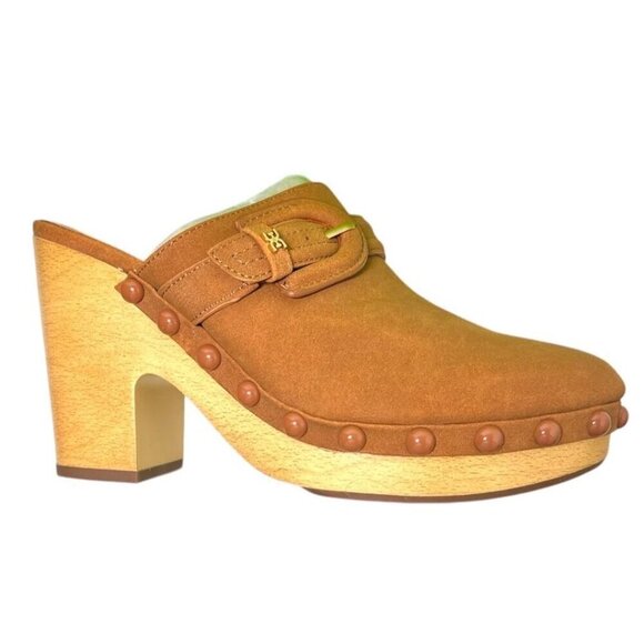 Sam Edelman Womens Brown Suede Nyla Slip On Wooden Clog Heels Sz 8 New - Picture 3 of 9